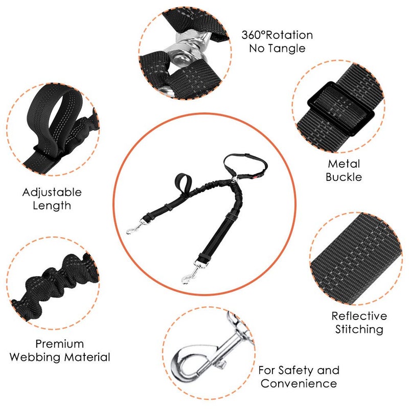 AUTOWT Double Dog Seat Belt, New Dual Pet Car Headrest Restraint Safety Seatbelt No Tangle Dog Leash Duty Adjust Elastic Bungee Puppy Lead Splitter Connect Harness in Vehicle Travel for 2 Dogs - Image 5